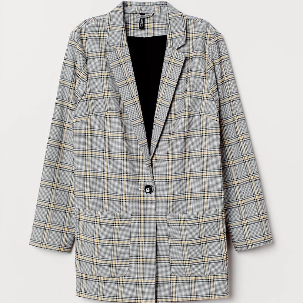 Black and Yellow Plaid Blazer